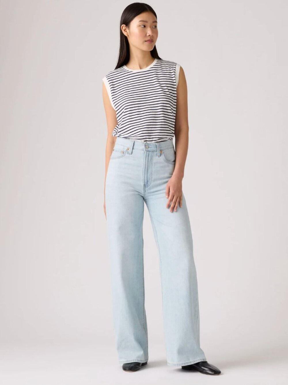 Levi's Women Luxury Trip Ribcage Wide-leg Linen+Denim Jeans Size 27 or 29 NWT
